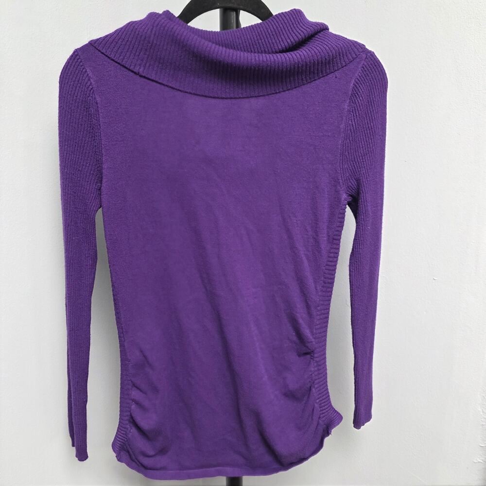 It's Our Time Purple Cowl Neckline Ruched Sides Sweater Size L - Picture 2 of 4